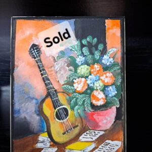 Guitar & Blooms Still Life